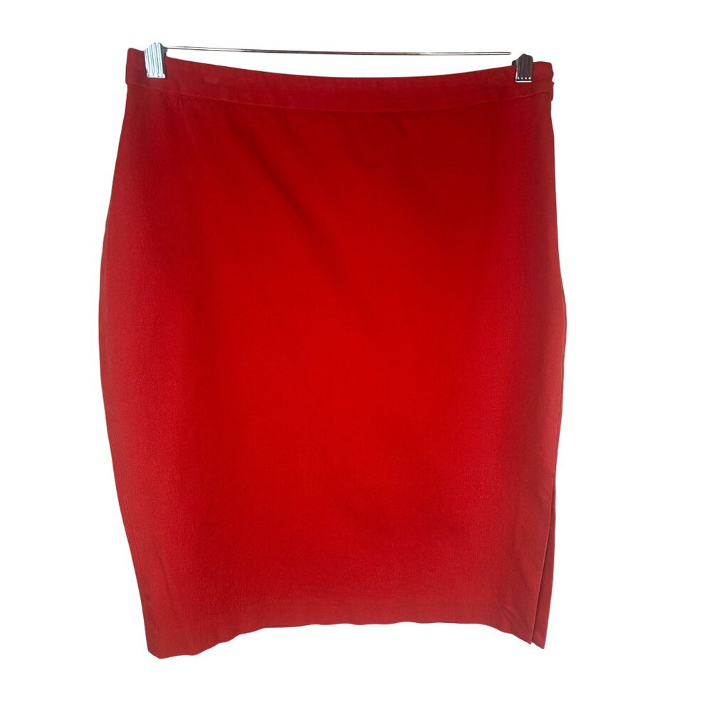 2/$30 Orange Red Banana Republic Pencil Skirt Size 12 Cotton Blend Stretch